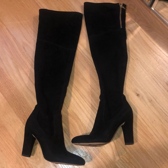 Ivanka Trump Shoes - Black Over the Knee Suede Heel Boots